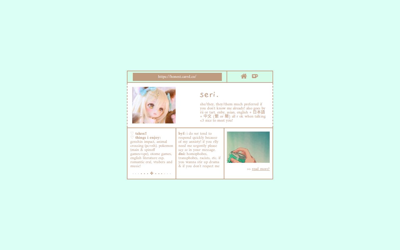 Carrd profile picture for @honest